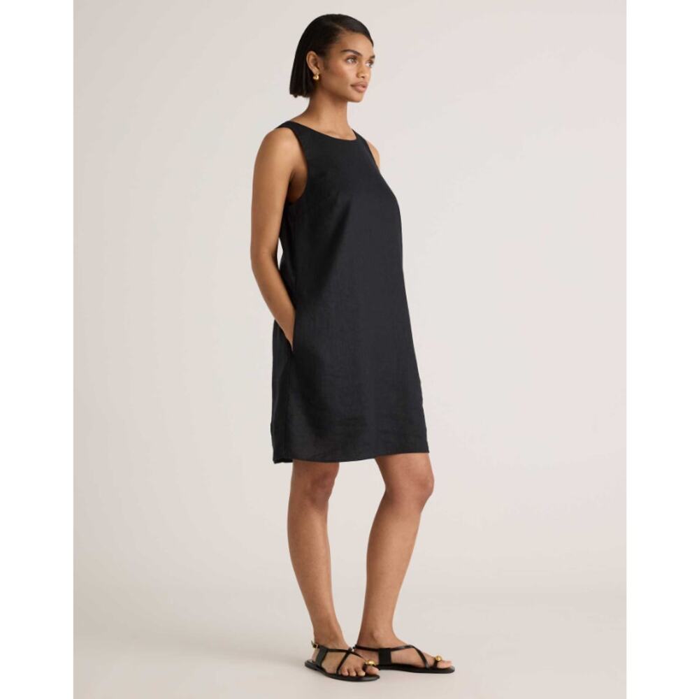 Quince 100% European Linen Tank Mini Dress Black L NWT Sleeveless - Picture 3 of 12